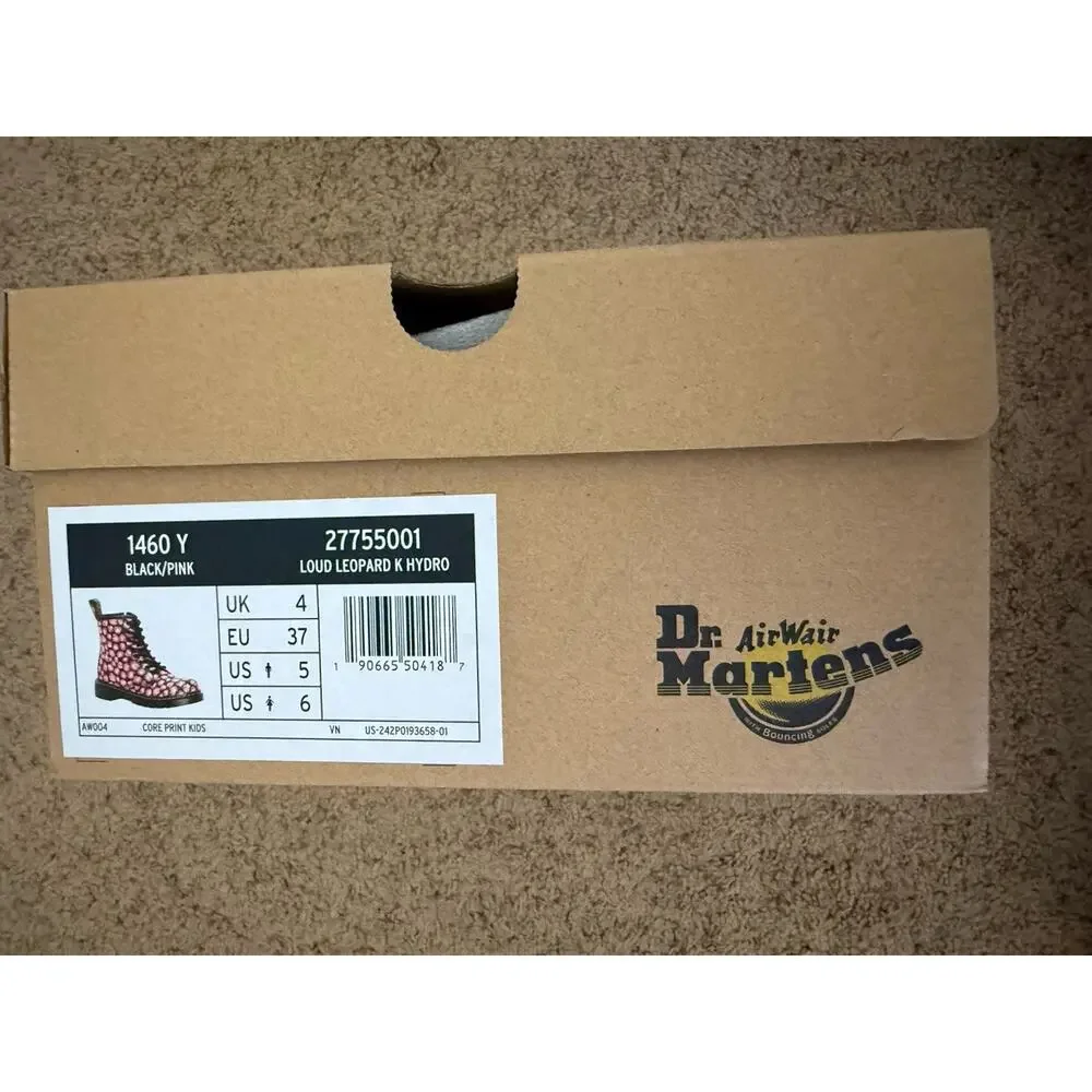 Dr. Marten’s Leopard Print Side Zipper Lace Up Girls’ Combat Boots Size 6